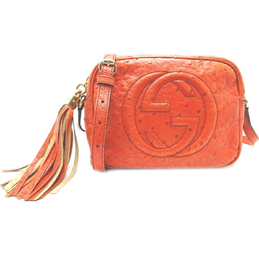 Gucci Interlocking Small Bag Shoulder Ostrich Ora… - image 1